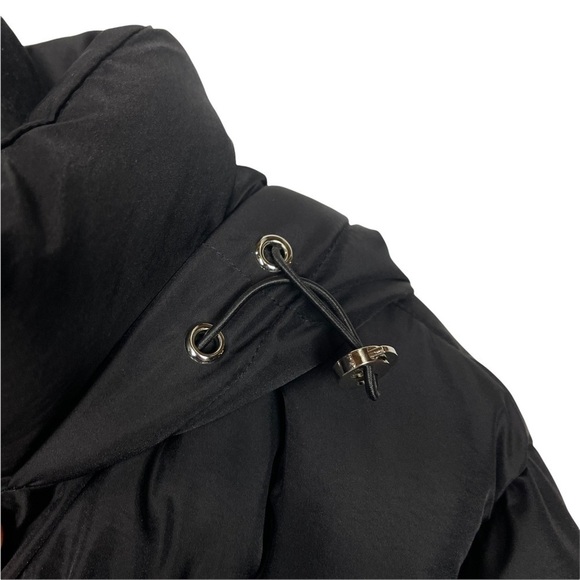 LULU'S FROSTY MORNINGS BLACK QUILTED HOODED BELTED PUFFER JACKET COAT - Picture 8 of 15